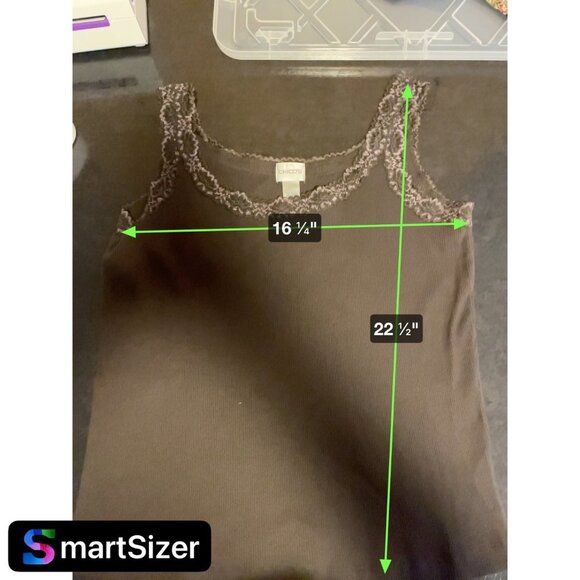 Chico's Brown Ribbed Lacy Shoulder Scoop Neck Pullover Tank Top Sz L - Picture 5 of 6